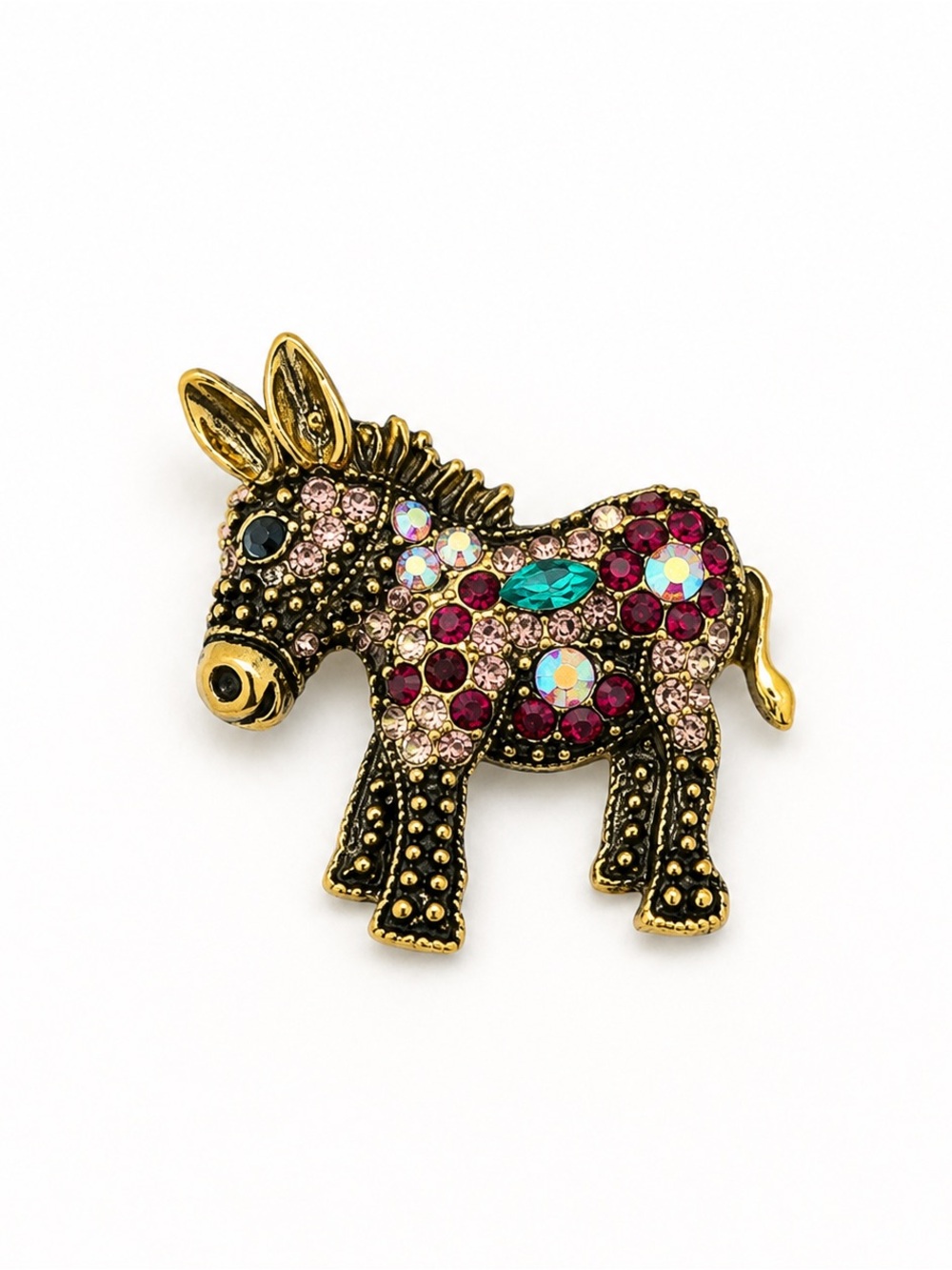 Crystal Donkey Brooch